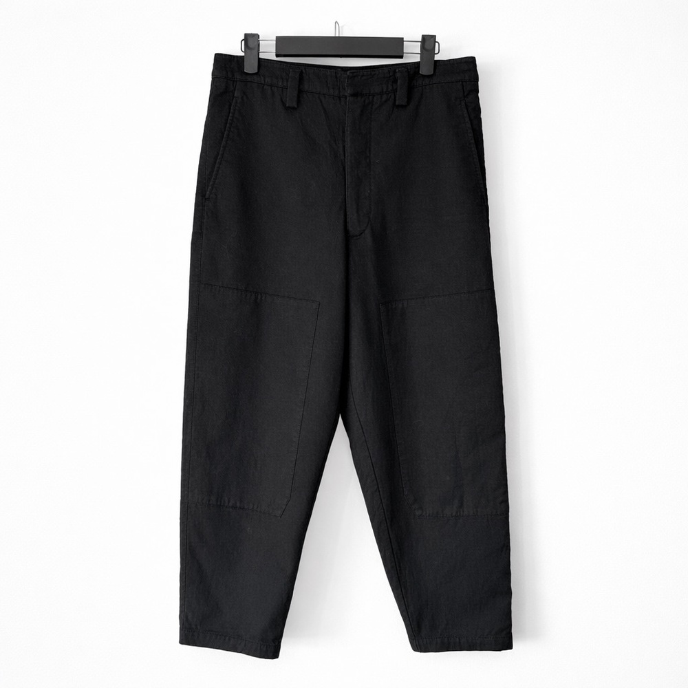 Oak + Fort Black Carpenter Pants Relaxed Crop Mid Rise Double-knee patch 28”W
